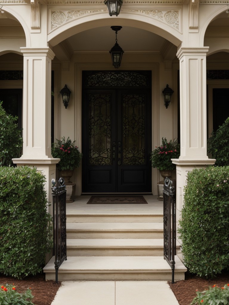 victorian-inspired-frontyard-design-featuring-intricate-wrought-iron-gates-formal-flower-beds-ornate-statues-touch-old-world-elegance