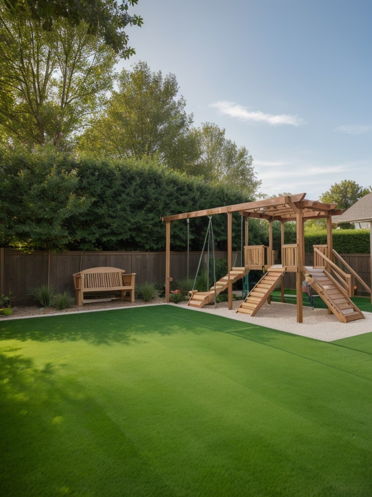 family-friendly-frontyard-play-area-children-including-swing-set-sandpit-durable-low-maintenance-artificial-turf
