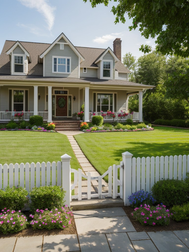 traditional-frontyard-landscaping-lush-colorful-flower-beds-charming-picket-fence-to-add-touch-classic-charm