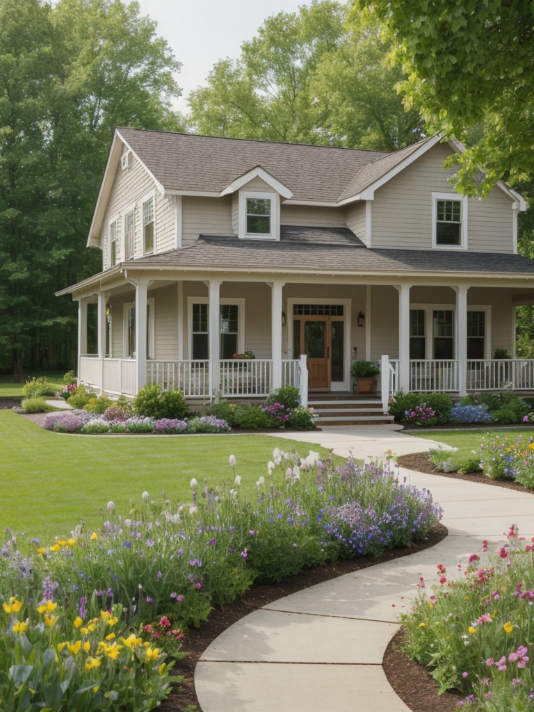 cottage-style-frontyard-landscaping-ideas-colorful-flowers-charming-picket-fence