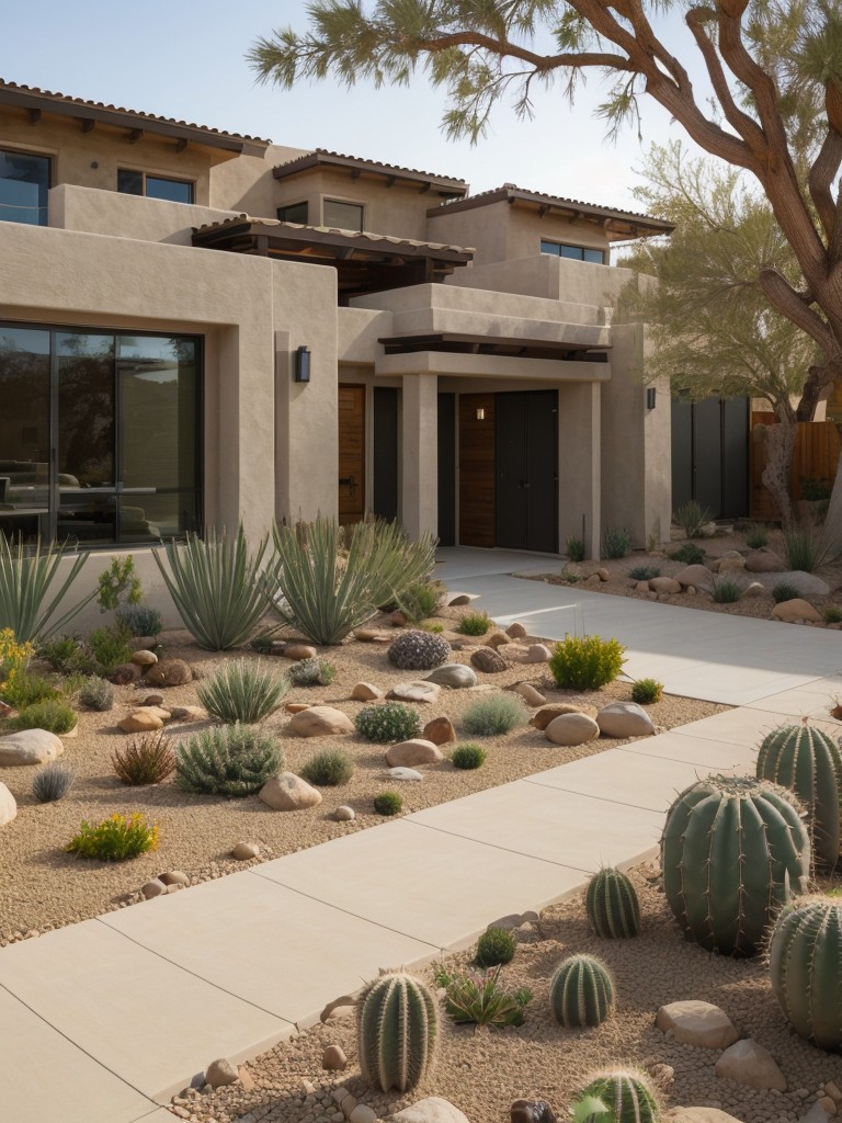 desert-inspired-frontyard-design-inspiration-drought-resistant-plants-sandstone-accents-cacti-gardens-unique-low-maintenance-landscape