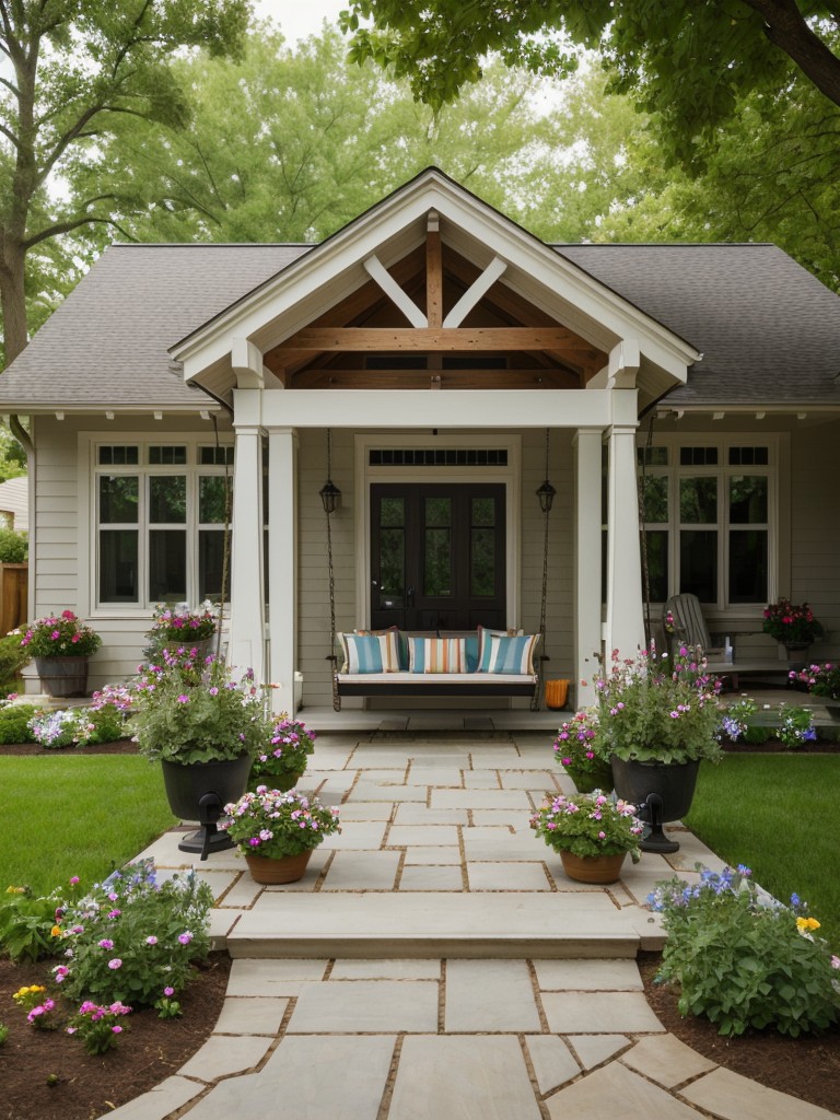 welcoming-frontyard-design-ideas-charming-pathway-inviting-porch-swing-colorful-flower-pots