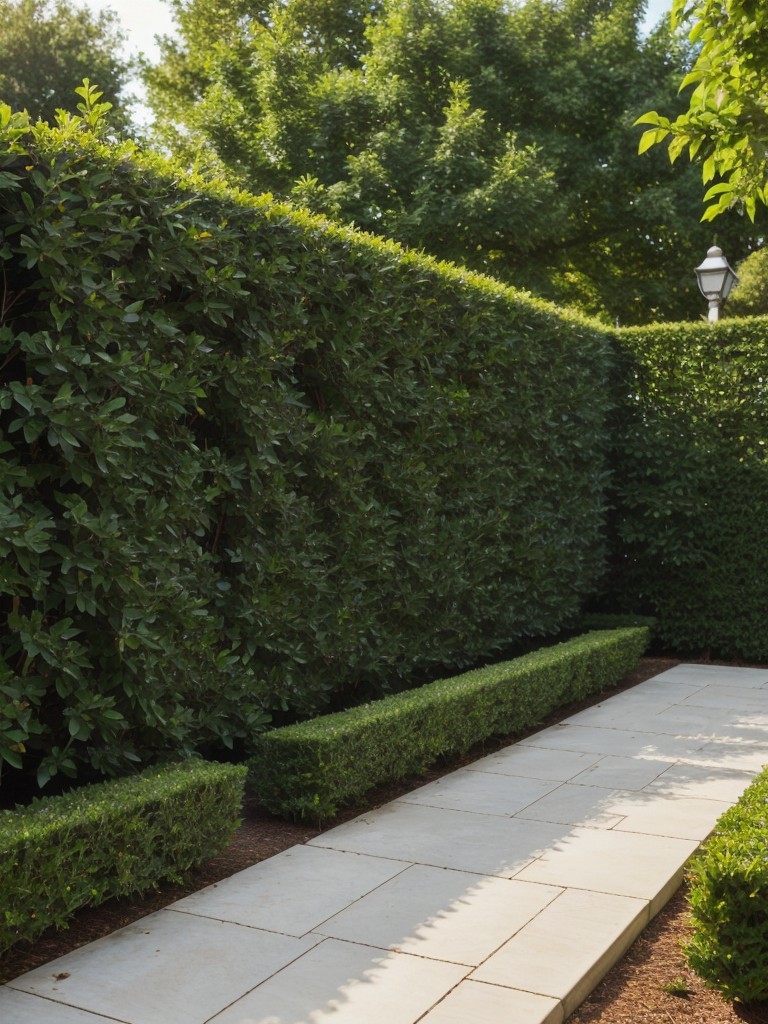 add-privacy-to-frontyard-tall-hedges-decorative-screens-well-placed-trellis-adorned-climbing-vines