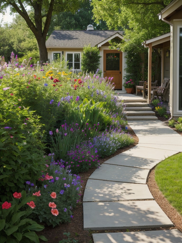 create-welcoming-frontyard-colorful-flower-bed-cozy-seating-area-charming-pathway-made-recycled-materials