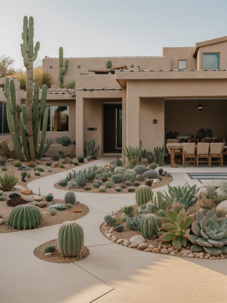 desert-inspired-frontyard-ideas-using-succulents-cacti-paired-sandy-tones-natural-textures-creating-low-maintenance-oasis