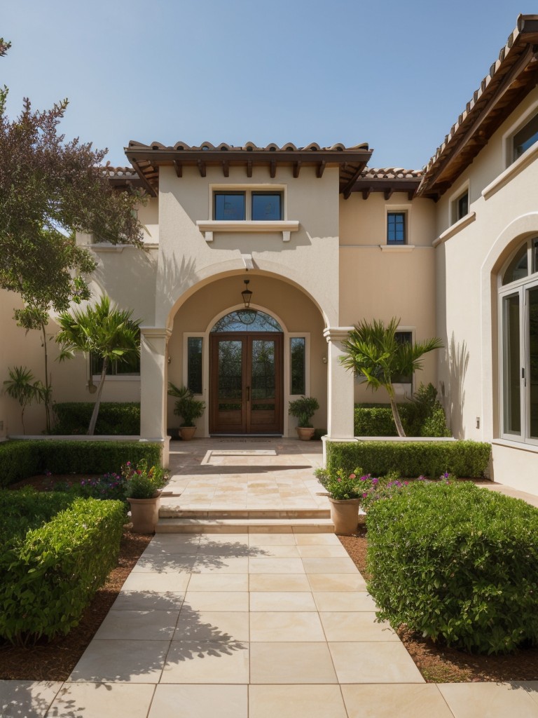 mediterranean-inspired-frontyard-designs-vibrant-colors-tiled-accents-lush-greenery-creating-warm-inviting-atmosphere