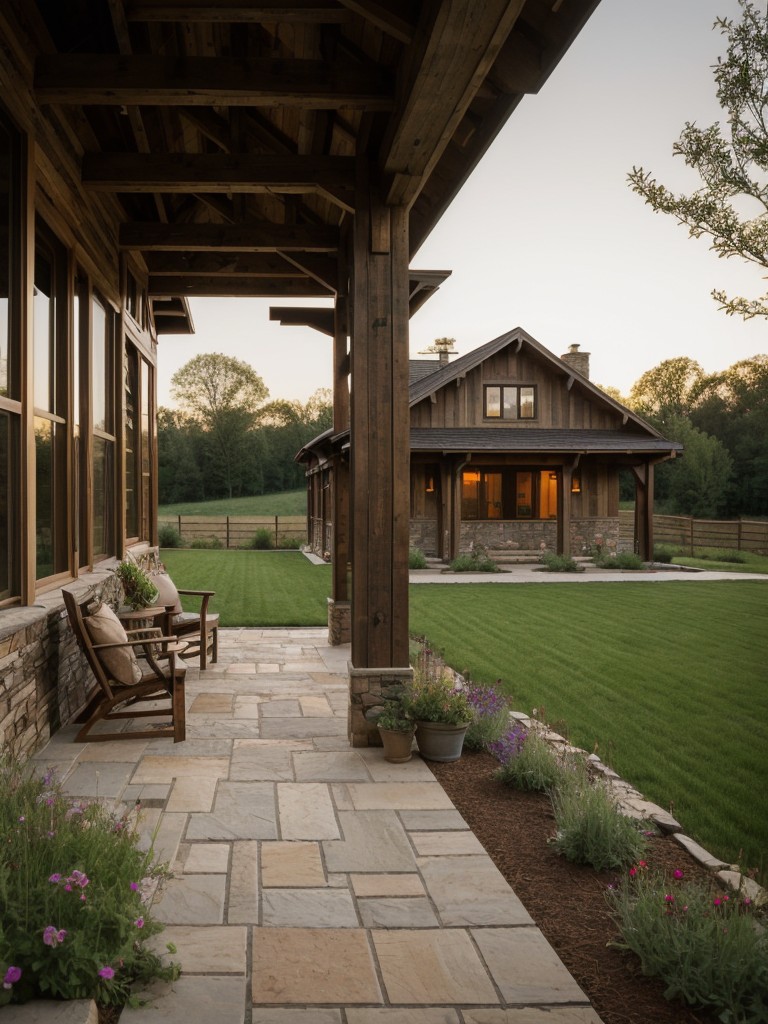 rustic-frontyard-design-natural-materials-like-reclaimed-wood-stone-walls-wildflower-gardens-creating-cozy-inviting-atmosphere-reminiscent-countryside