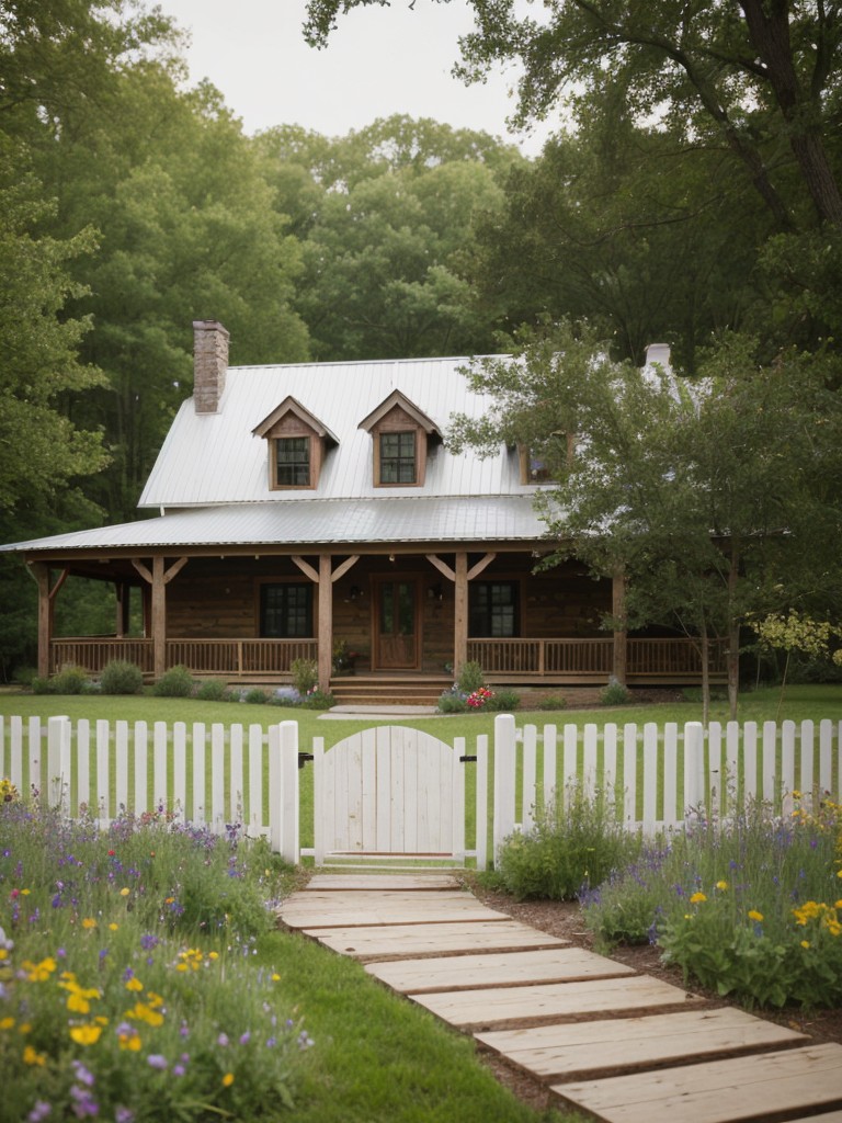 incorporating-rustic-wood-elements-white-picket-fence-wildflower-gardens