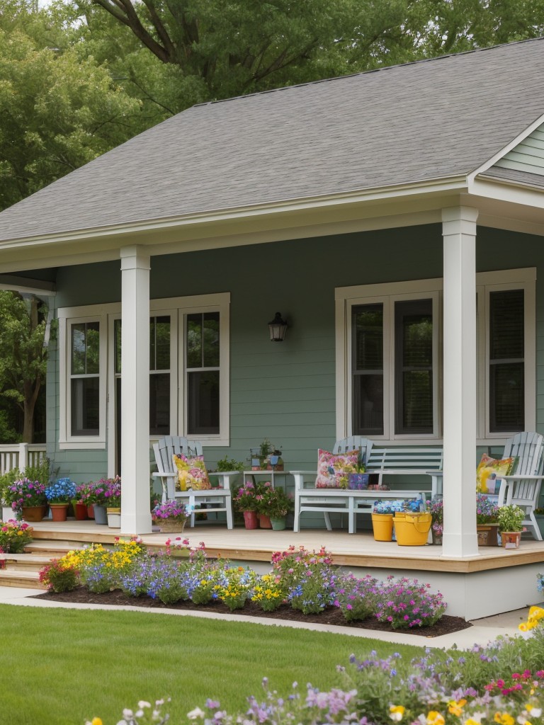 add-pops-color-to-your-frontyard-vibrant-flowers-brightly-painted-furniture