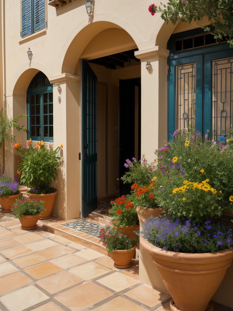 mediterranean-style-frontyard-vibrant-tiles-terracotta-pots-array-colorful-flowers-evoking-sense-warmth-tranquility