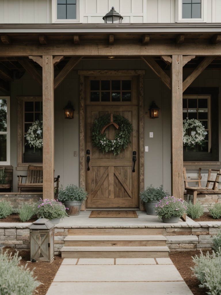 farmhouse-frontyard-design-ideas-that-evoke-charming-cozy-rustic-atmosphere-utilizing-vintage-touches-farmhouse-inspired-planters-welcoming-front-porc