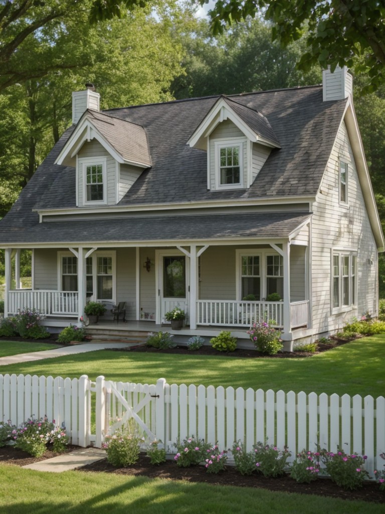 cottage-inspired-frontyard-aesthetic-whimsical-flower-beds-picket-fence-cozy-seating-area