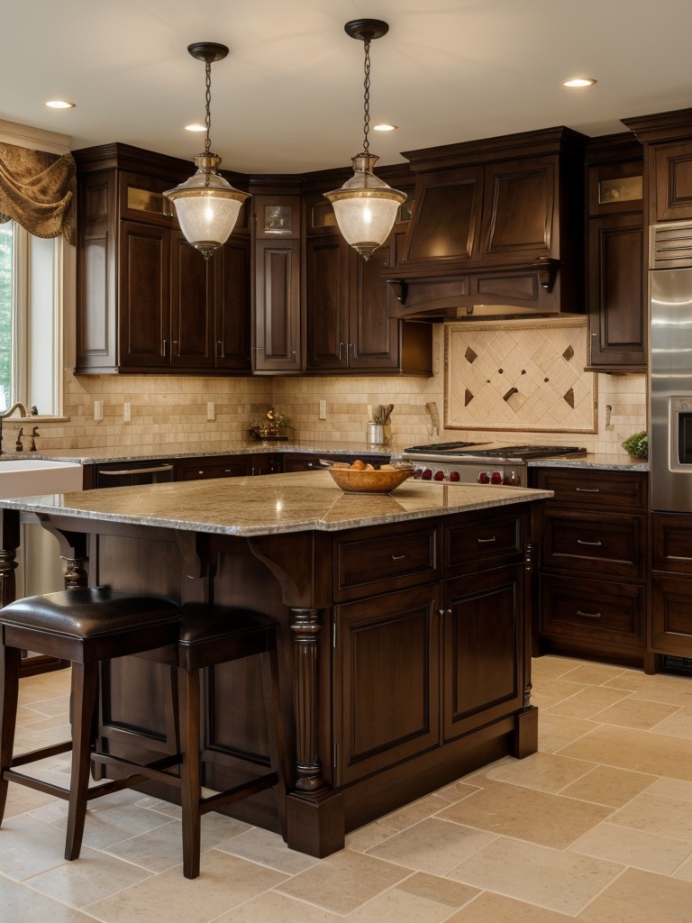 traditional-kitchen-style-featuring-ornate-cabinetry-granite-countertops-elegant-lighting-fixtures