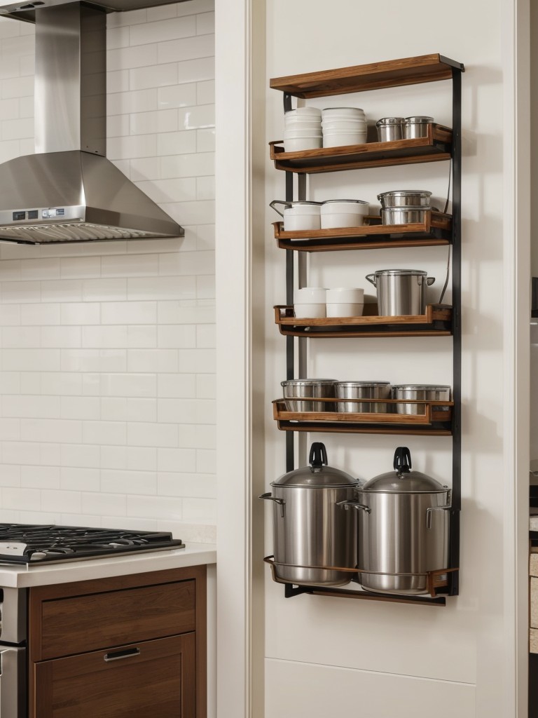 efficient-use-vertical-space-hanging-pots-pans-racks-compact-kitchen