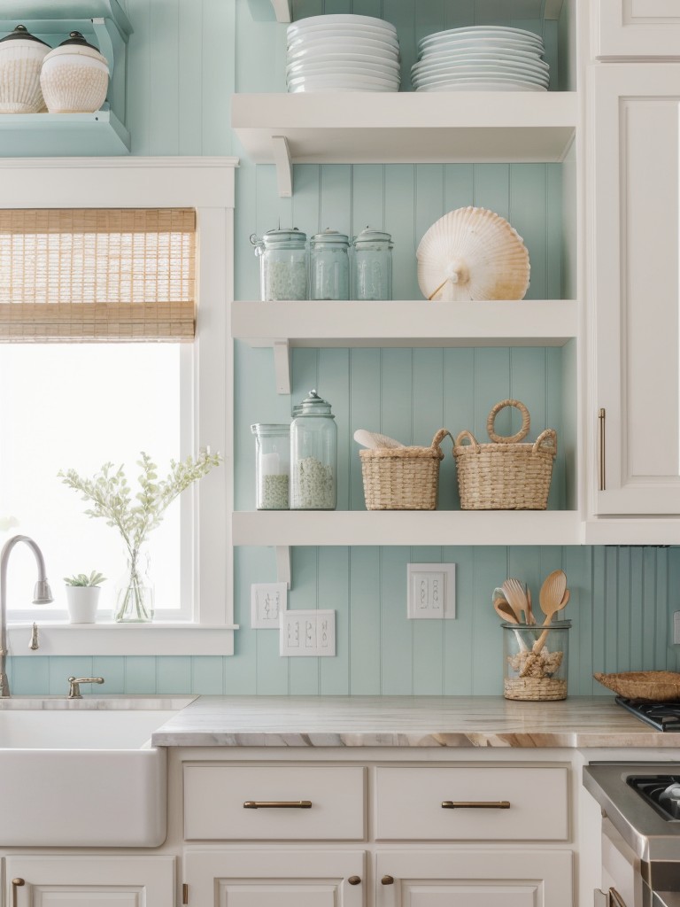 coastal-kitchen-design-ideas-light-airy-color-palette-nautical-decor-accents-open-shelving-to-display-seashell-collections-beach-inspired-accessories