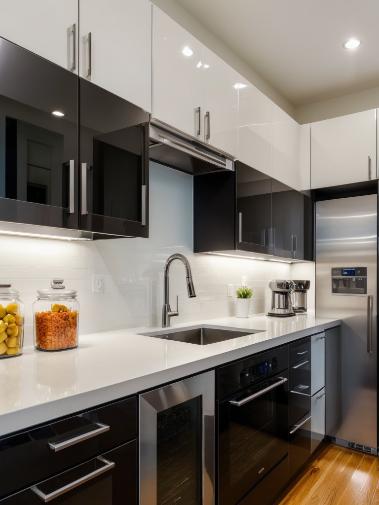 contemporary-kitchen-ideas-sleek-stainless-steel-appliances-high-gloss-cabinets-pops-bold-color-modern-vibrant-space