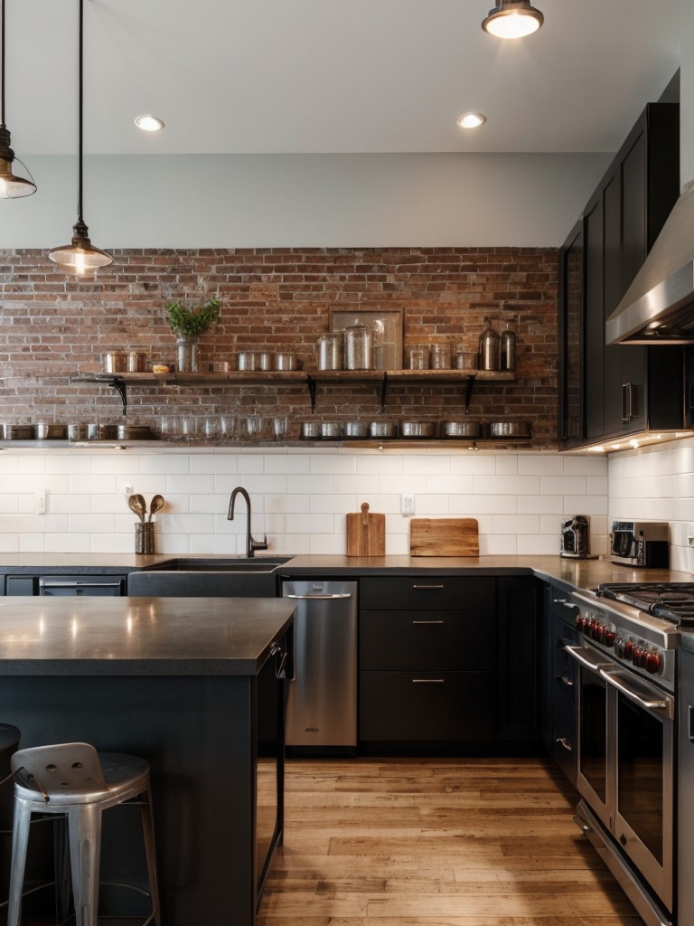 industrial-kitchen-ideas-edgy-appeal-exposed-brick-walls-bold-metallic-accents