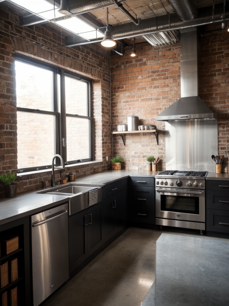 industrial-kitchen-ideas-exposed-brick-walls-stainless-steel-appliances-raw-materials-cool-edgy-urban-vibe
