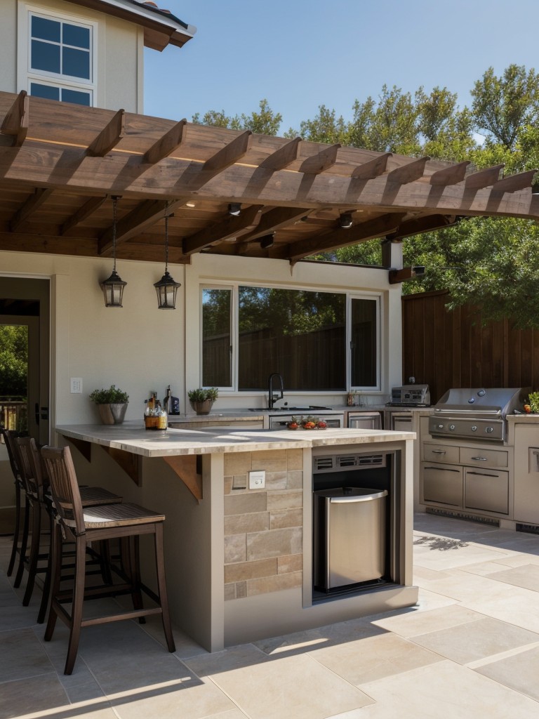 outdoor-kitchen-ideas-entertaining-including-built-grill-mini-fridge-ample-seating-to-accommodate-guests