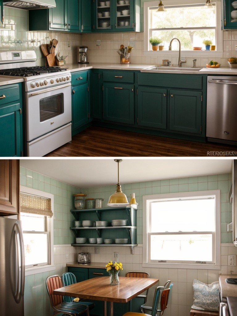 vintage-kitchen-makeovers-that-bring-back-retro-charm-colorful-appliances-vintage-inspired-wallpaper-retro-diner-style-seating