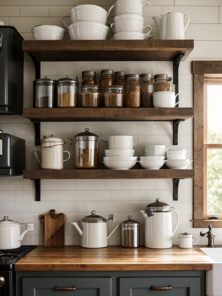 farmhouse-kitchen-ideas-open-shelving-vintage-inspired-appliances-mix-modern-rustic-elements-cozy-charming-aesthetic