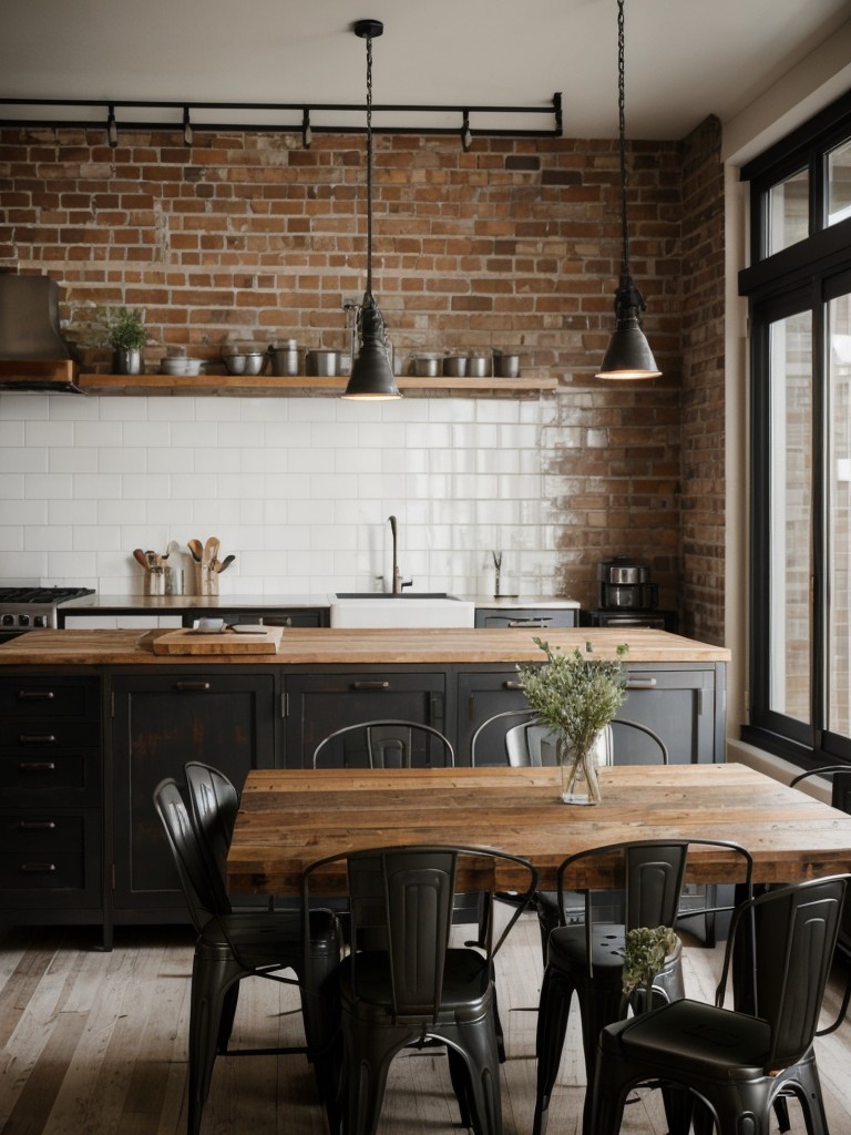 industrial-inspired-kitchen-design-exposed-brick-walls-metal-accents-reclaimed-wood-dining-table-trendy-urban-look