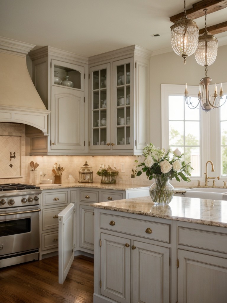 french-country-kitchen-ideas-romantic-elegant-ambiance-showcasing-mix-vintage-decor-ornate-details-soft-pastel-colors