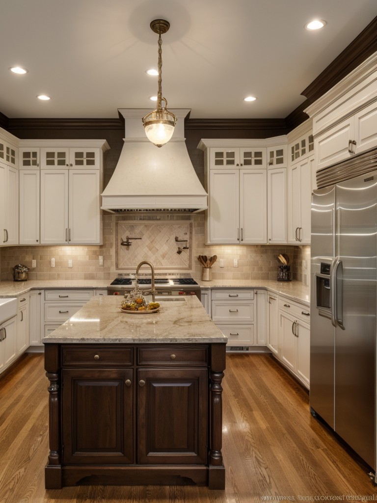 traditional-kitchen-ideas-timeless-appeal-showcasing-ornate-cabinetry-crown-molding-classic-pendant-lighting