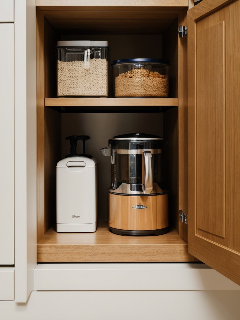 utilizing-space-beneath-countertop-hidden-pull-out-shelves-small-appliances