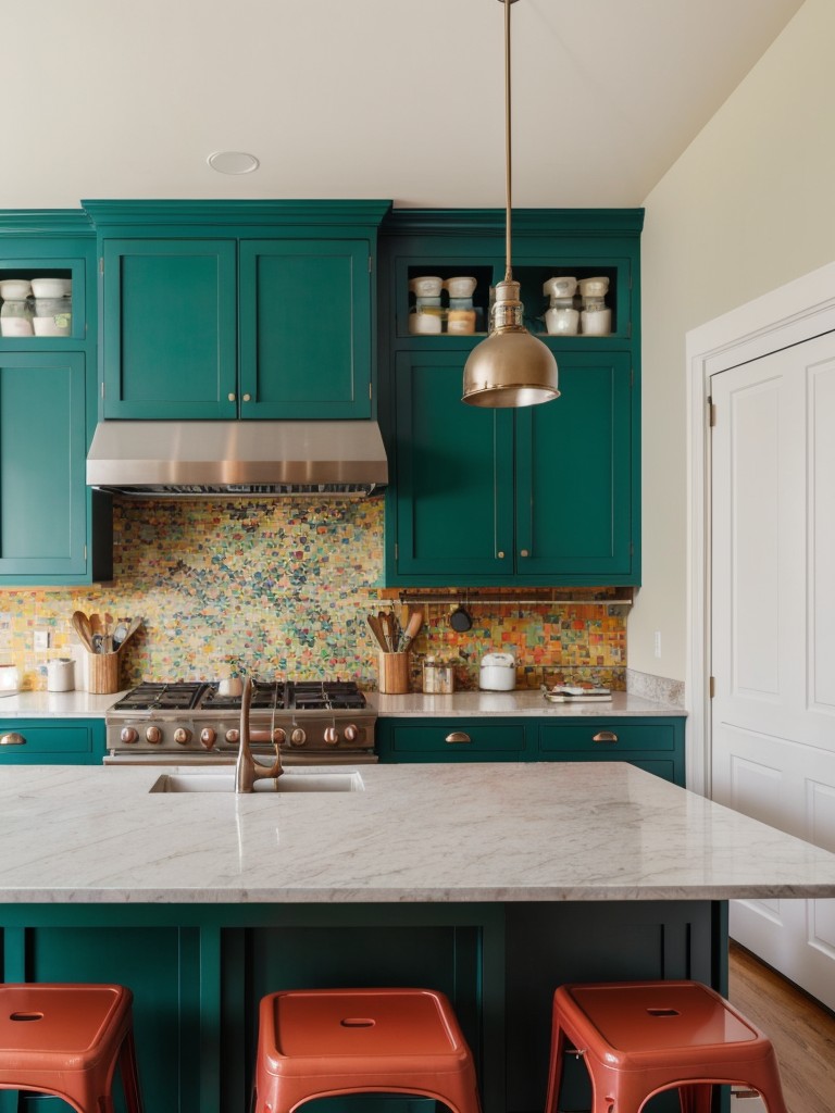eclectic-kitchen-ideas-mix-match-furniture-vibrant-color-palette-artsy-vibe