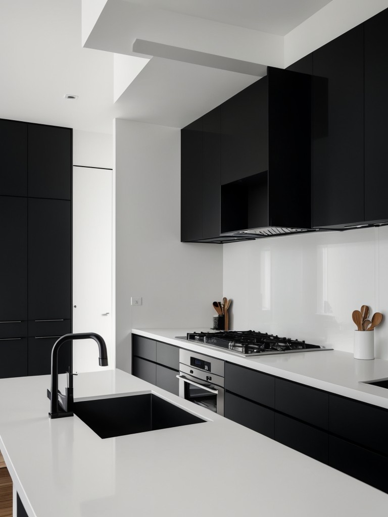 minimalist-kitchen-ideas-sleek-black-white-color-scheme-hidden-storage-focus-simplicity
