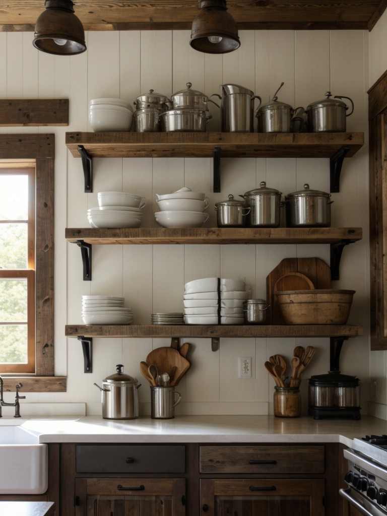 rustic-farmhouse-kitchen-ideas-reclaimed-wood-open-shelving-vintage-inspired-fixtures