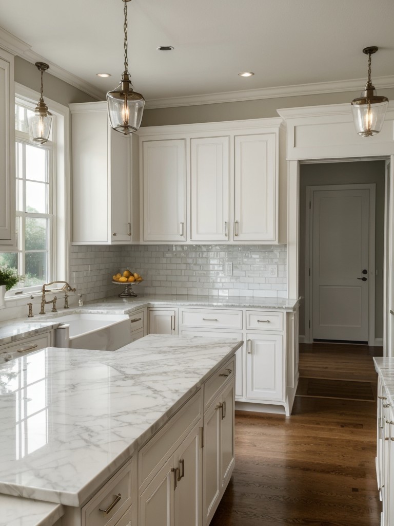 traditional-kitchen-classic-white-cabinets-marble-countertops-elegant-pendant-lighting-evoking-timeless-sophisticated-feel