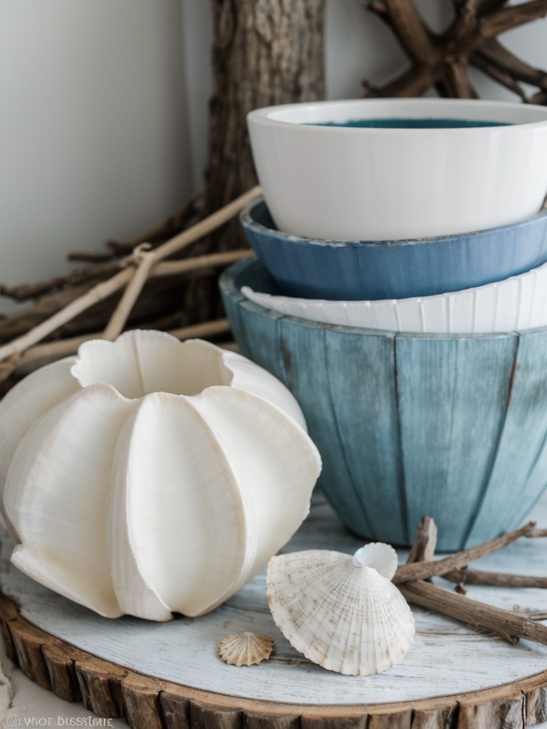 incorporating-cool-blues-whites-driftwood-accents-seashell-decorations