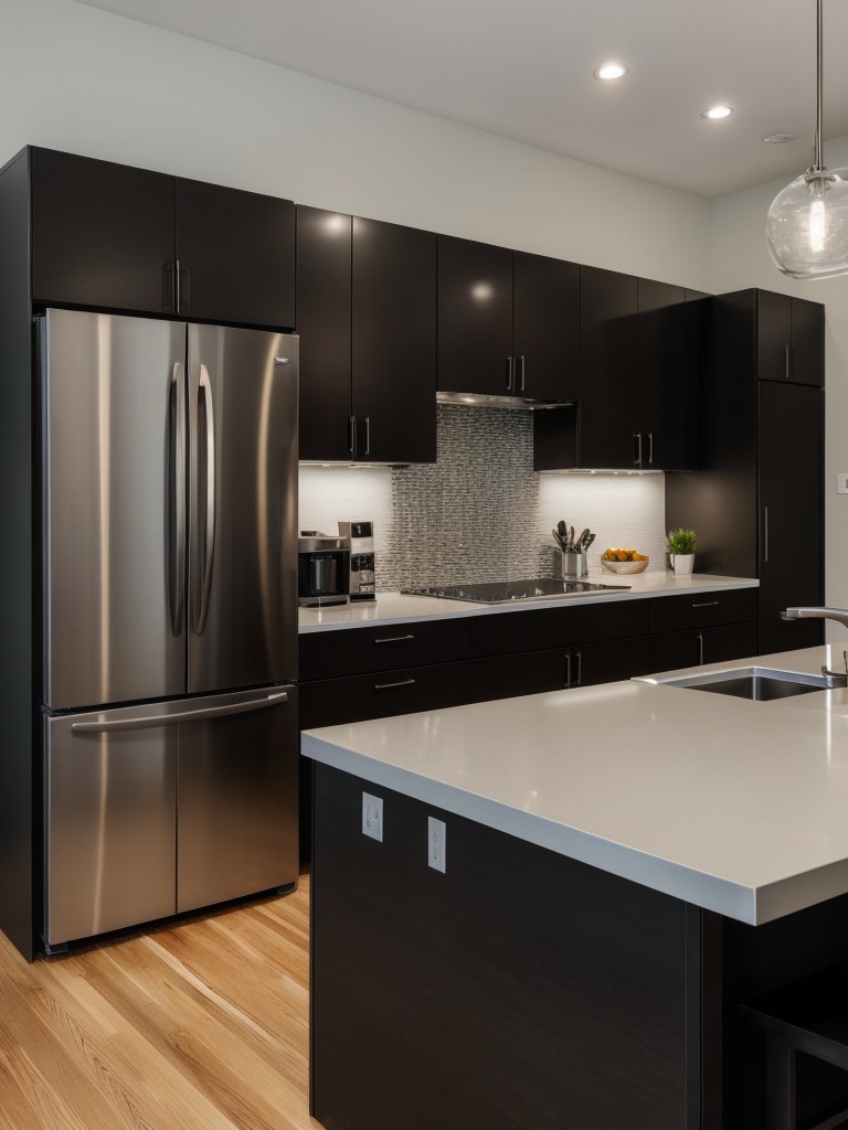 contemporary-kitchen-sleek-black-cabinets-stainless-steel-appliances-minimalist-design
