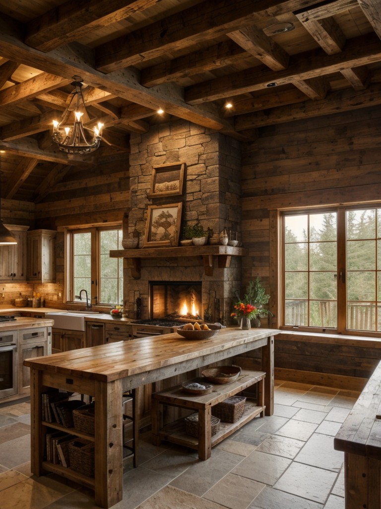 rustic-kitchen-ideas-natural-wood-elements-exposed-beams-cozy-fireplace-embracing-warm-rustic-ambiance