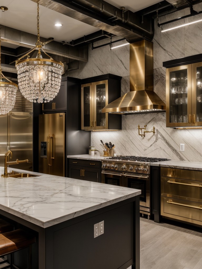 industrial-glam-kitchen-ideas-mix-metal-luxurious-materials-such-brass-accents-marble-countertops-crystal-chandelier-glamorous-industrial-aesthetic