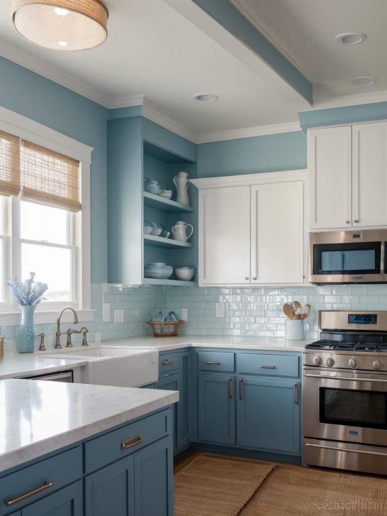 coastal-kitchen-ideas-beachy-color-scheme-including-shades-blue-white-along-nautical-inspired-decor-like-rope-accents-seashell-motifs