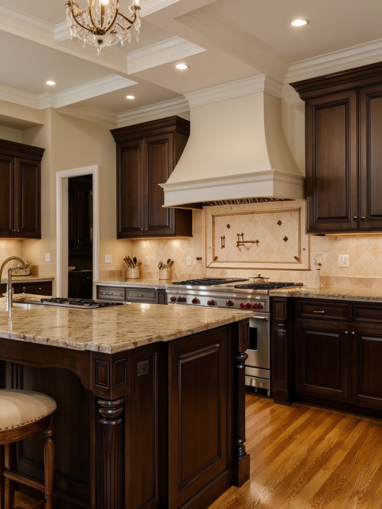 traditional-kitchen-ideas-elegant-details-such-ornate-cabinetry-crown-molding-statement-chandelier