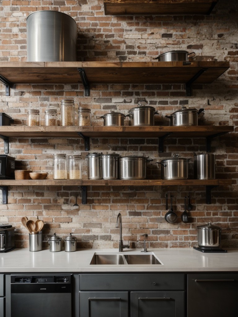 industrial-kitchen-style-exposed-brick-walls-metal-accents-open-shelving-edgy-urban-feel