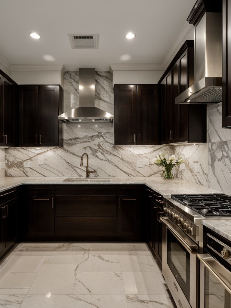 luxurious-kitchen-design-high-end-finishes-marble-backsplash-statement-chandelier-to-create-elegant-sophisticated-space