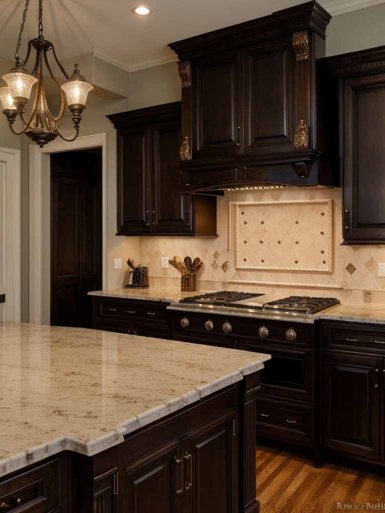 traditional-kitchen-ideas-rich-dark-wood-cabinetry-ornate-detailing-elegant-lighting-fixtures-exuding-timeless-beauty-sophistication