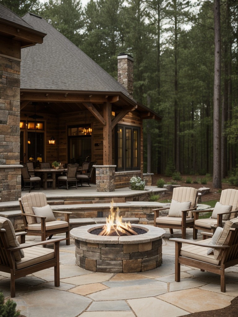 rustic-backyard-design-cozy-fire-pit-natural-stone-accents-wooden-furniture
