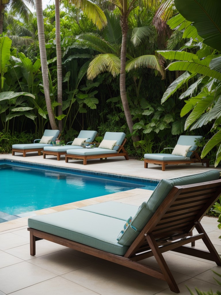 tropical-backyard-oasis-lush-greenery-refreshing-swimming-pool-comfortable-lounge-chairs