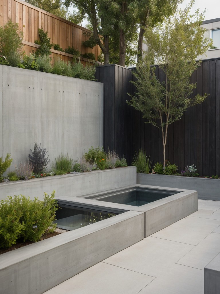 urban-chic-backyard-concrete-elements-modern-sculptures-rooftop-garden