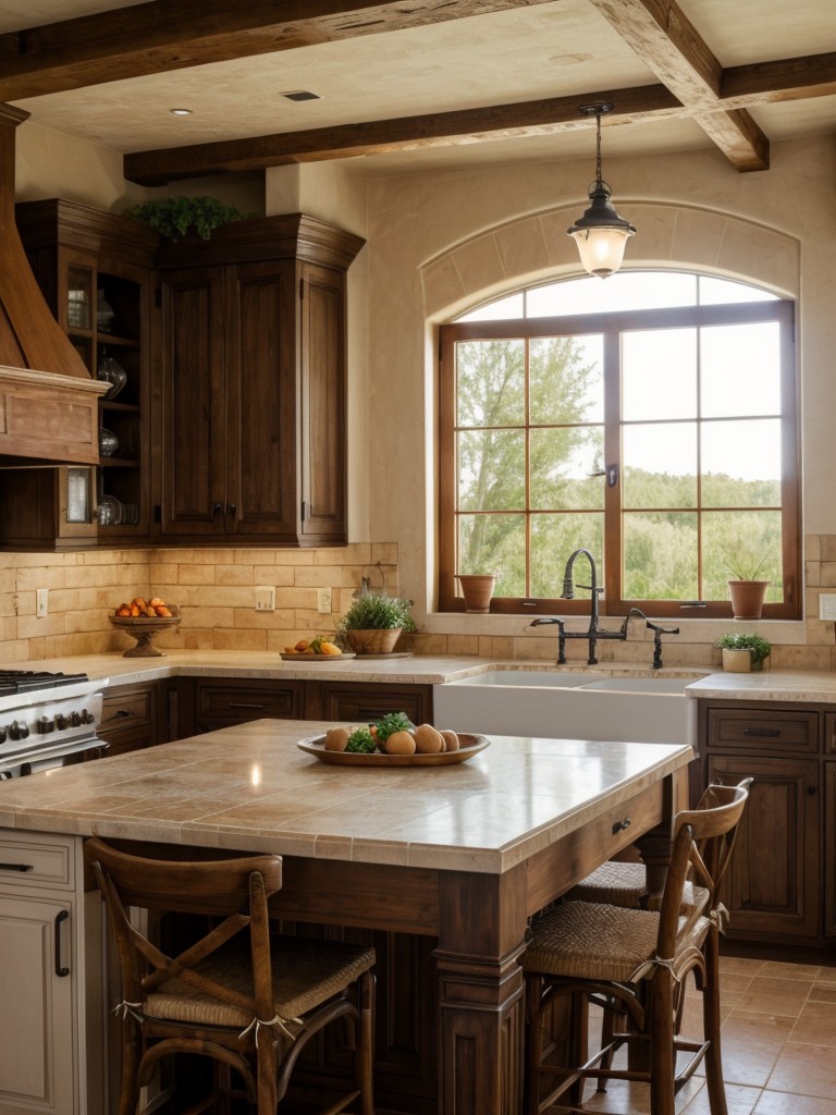 mediterranean-kitchen-ideas-terra-cotta-tiles-tuscan-style-cabinetry-large-farmhouse-table-family-gatherings-complete-decorative-wall-niches