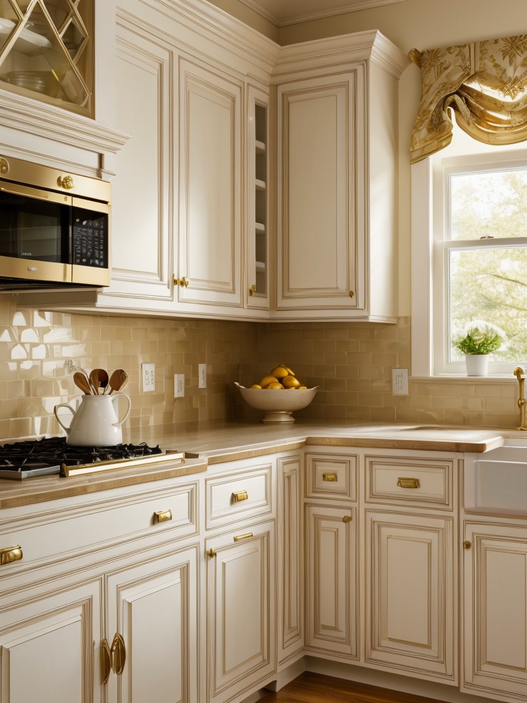 traditional-kitchen-ideas-elegant-cabinetry-intricate-moldings-classic-color-scheme-white-gold