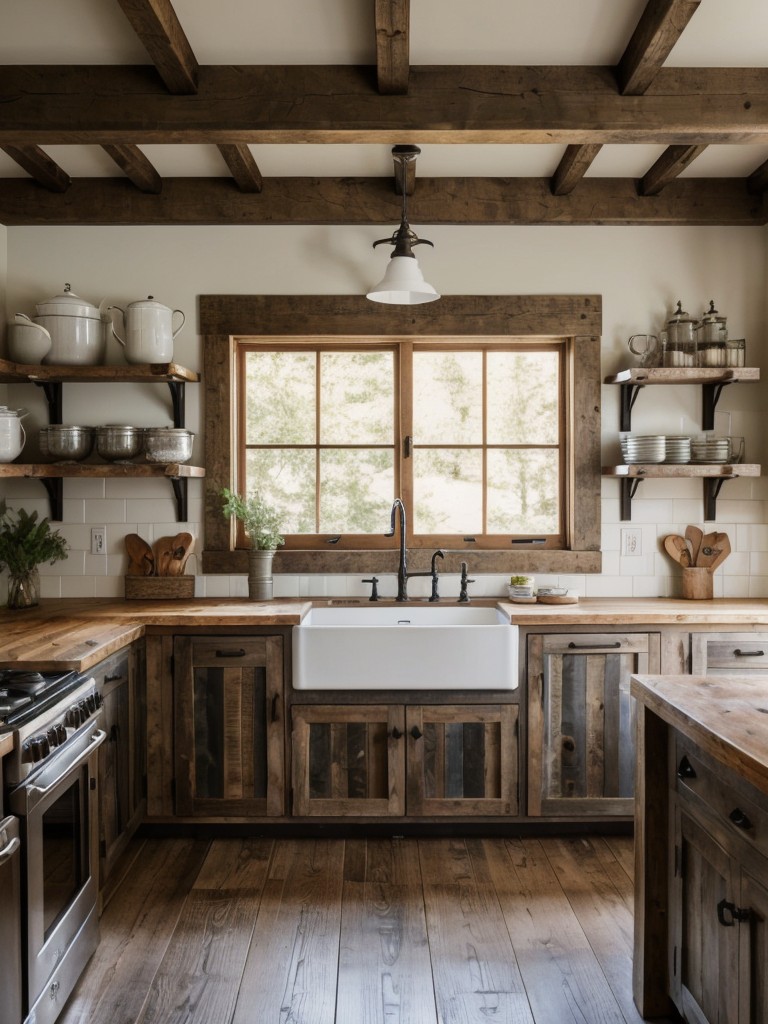 rustic-farmhouse-kitchen-ideas-that-feature-exposed-wood-beams-reclaimed-materials-open-shelving-cozy-nostalgic-feel-incorporate-farmhouse-sinks-vinta