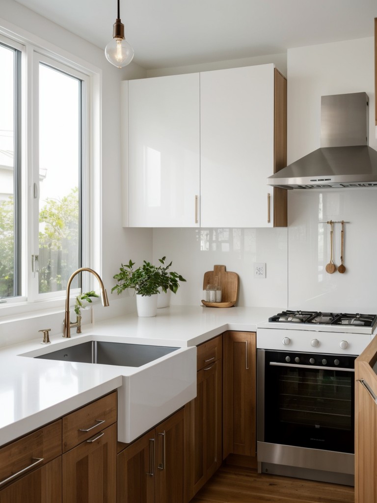 such-wooden-countertops-sleek-white-cabinetry-minimalist-pendant-lighting-pops-color-fresh-plants-art-prints