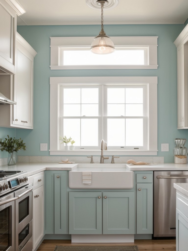 coastal-kitchen-ideas-light-airy-color-palette-seashell-decor-beach-inspired-accessories-relaxed-breezy-feel